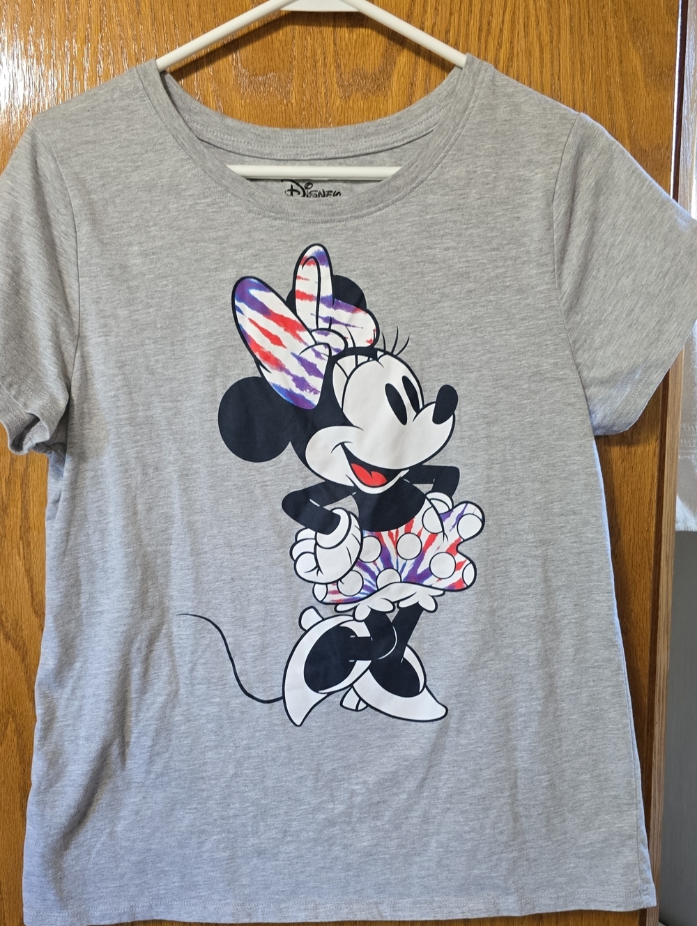 Disney Gray Minnie Mouse Tee with Multicolor Bow and Polka-Dot Skirt